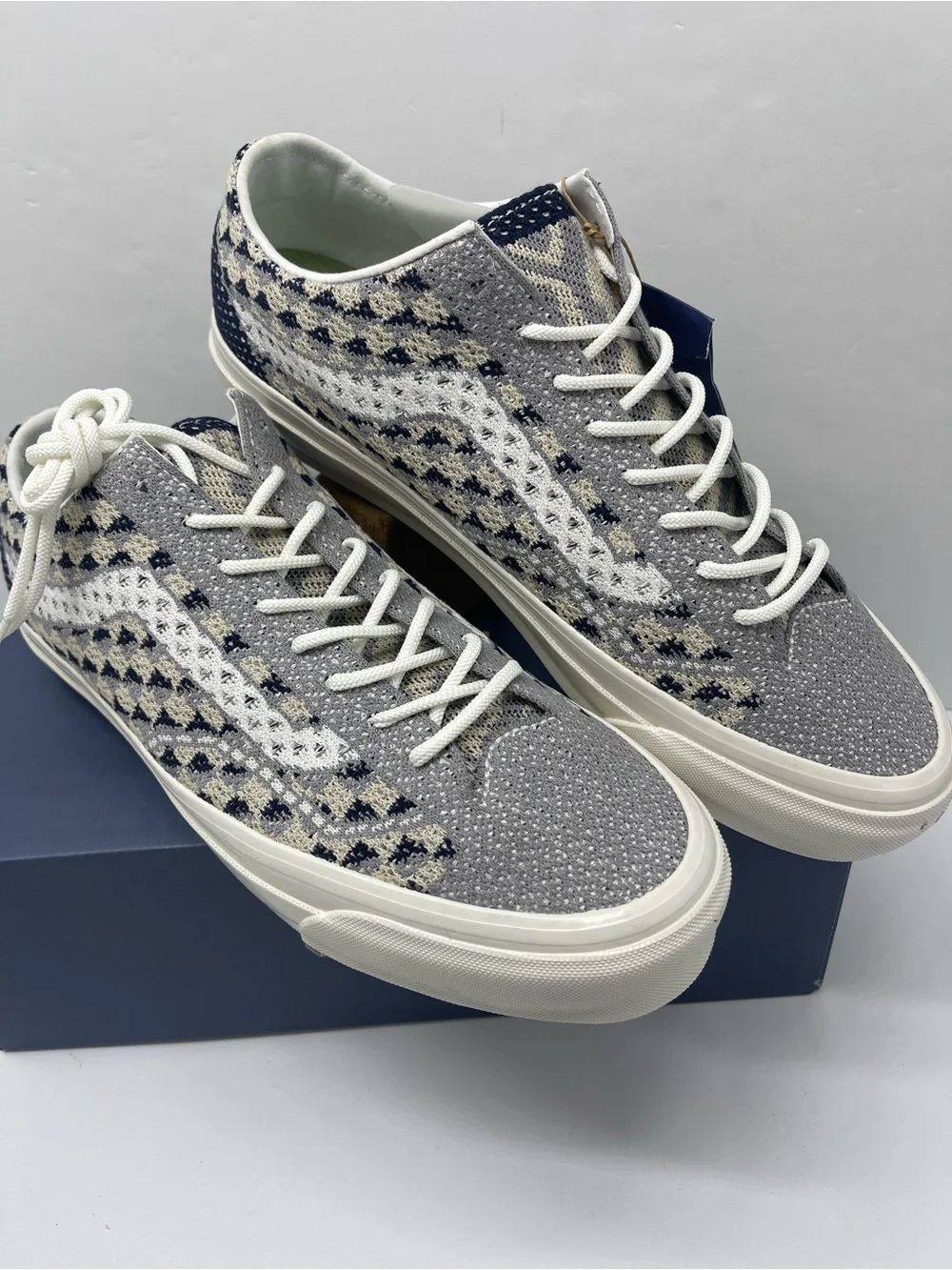 Vans LX Old Skool 36 EK Geo Check Frost Gray Knit Sneakers VN000EFK85T Men’s